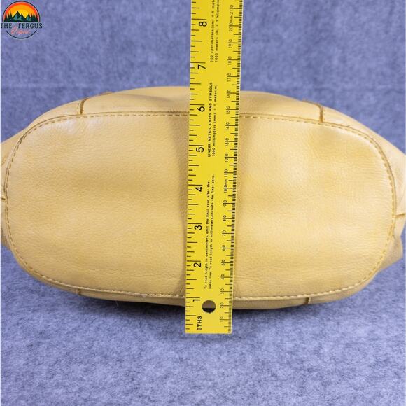 American Leather Co Hobo Bag Yellow Inner Outer Pockets Cottagecore Hippie - Picture 9 of 16